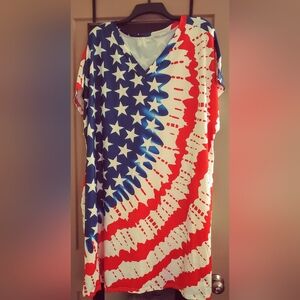 V-neck Dress - Red, White, & Blue